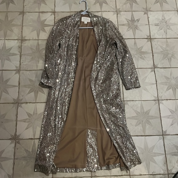 Anthropologie X Mare Mare Sequin Duster Long Cardigan Jacket Metallic - XS - Picture 1 of 5
